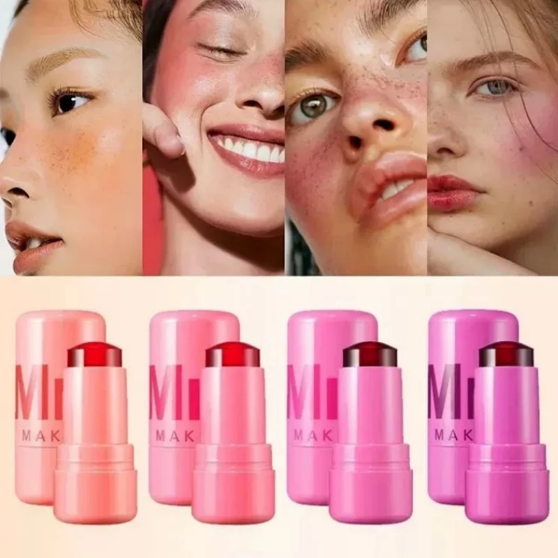 Blush Stick Facial Blusher 3-in-1 Milk Jelly Tint Facial Blusher Wand Pocket Blush Stick Silky Brighten Facial Cheek Water Jelly Tint Sheer Lip Cheek Stain
