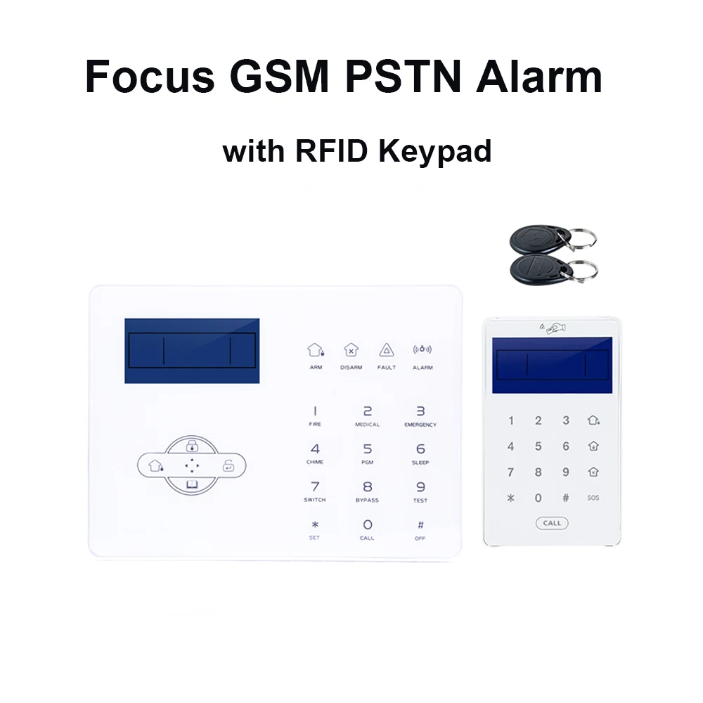 

433MHz Foucs ST-IIIB GSM PSTN Alarm Host Touchscreen French English Voice 110db Sound APP Remote Control & RFID Password Keypad