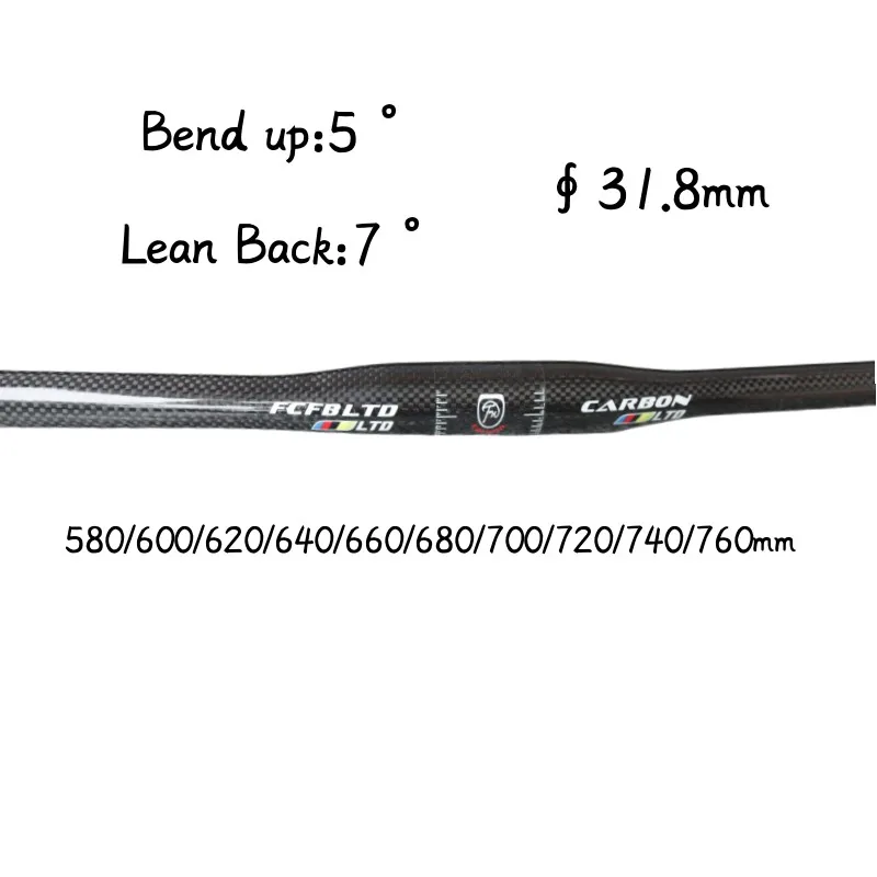 Bicycle handlebar carbon bicycle handlebar MTB Handlebar Flat Or Rise Handlebar 31.8*380-760mm matte bike parts handlebar carbon bicycle bike