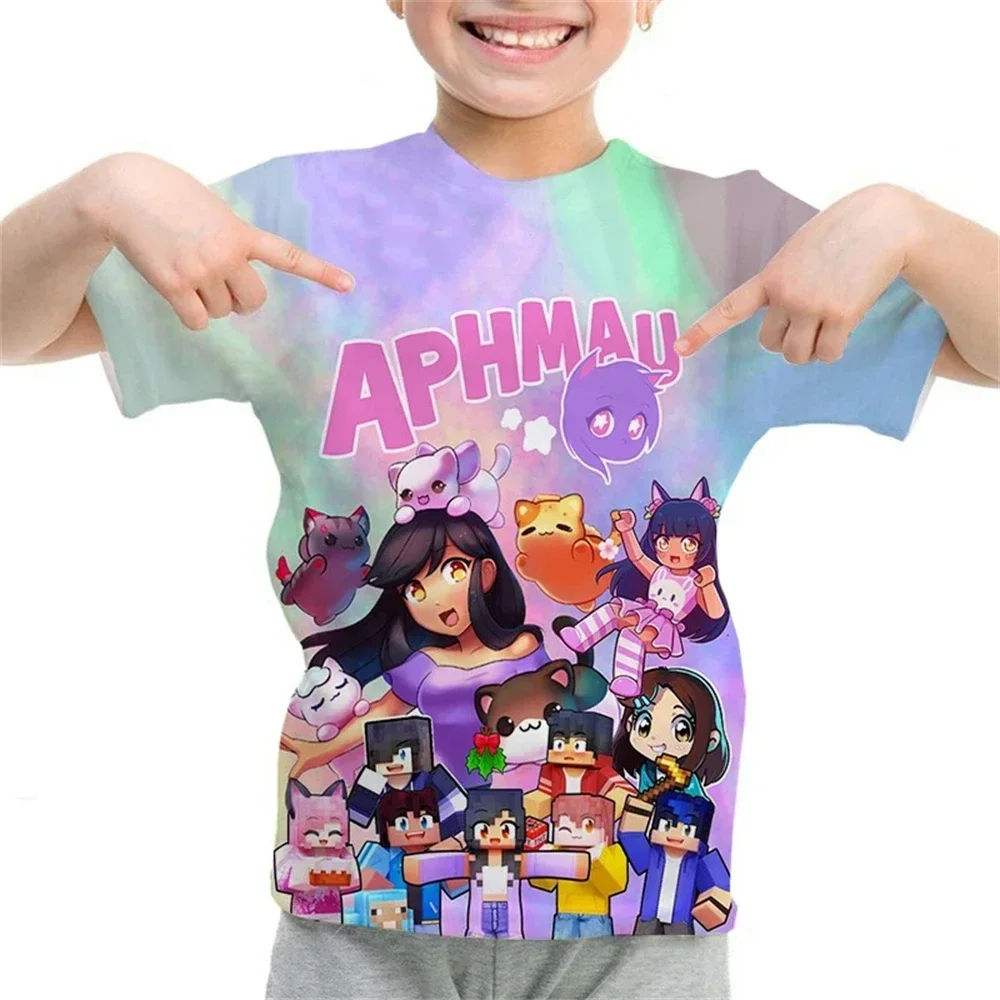 Aphmau 3D Print T Shirt for Kids Girls Cartoon Tshirts Boys Anime T-shirts Camiseta Toddler Kawaii Tee Tops Children's Clothing 2
