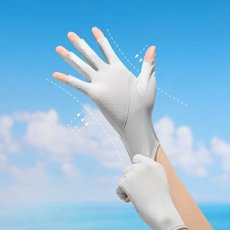 Golovejoy Ice Silk Sunscreen Gloves Breathable Thin Summer Women's Outdoor Riding Gloves Non-slip Touchable Screen Gloves 3