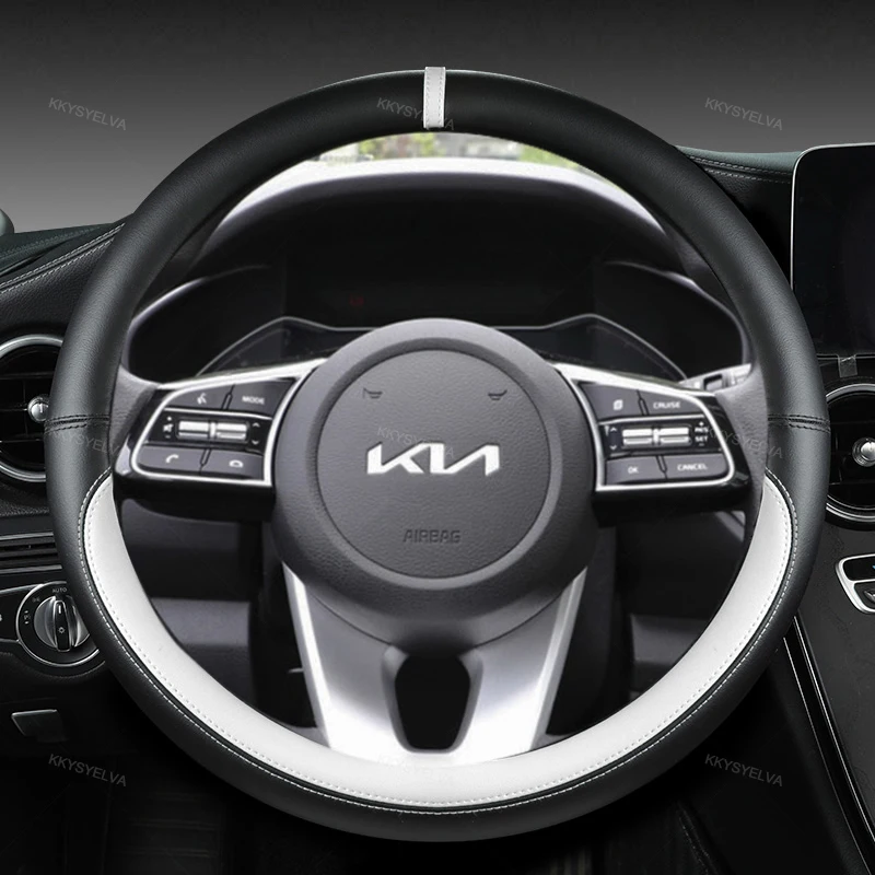 Car Steering Wheel Cover 38cm 15" Leather For Kia Sportage Sid Rio 3 Soul Sportage Ceed Sorento Cerato K2 K3 K4 K5 KX3 KX5 2022