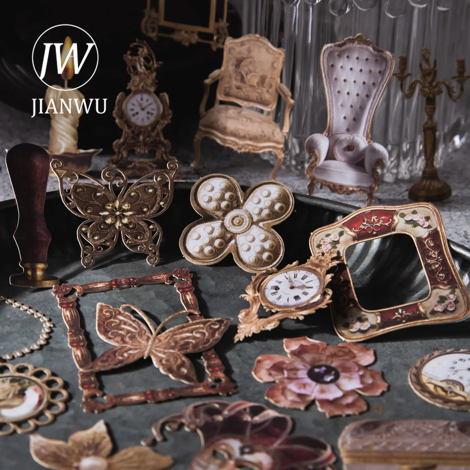 

JIANWU 30 Sheets Handicraft Workshop Series Vintage Hollow Decor Material Paper Creative DIY Journal Collage Stationery