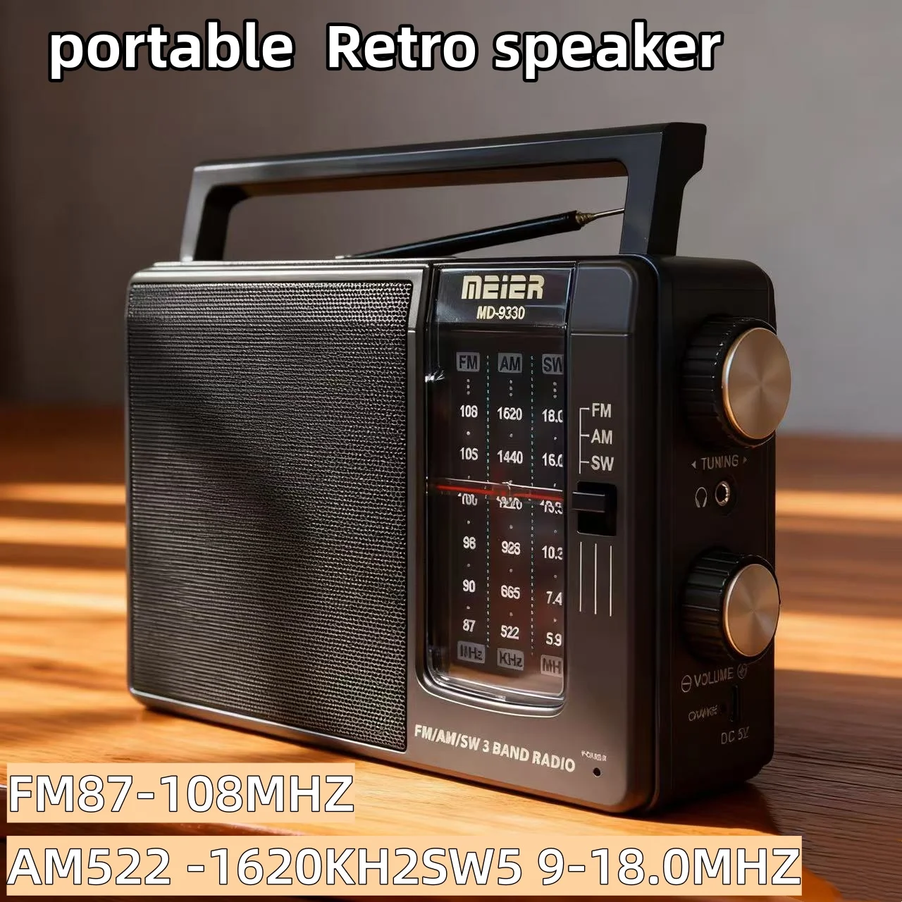 고감도 FM AM SW 라디오 수신기 휴대용 풀 밴드 라디오 내장 스피커 접이식 안테나 지원 3.5mm 헤드폰