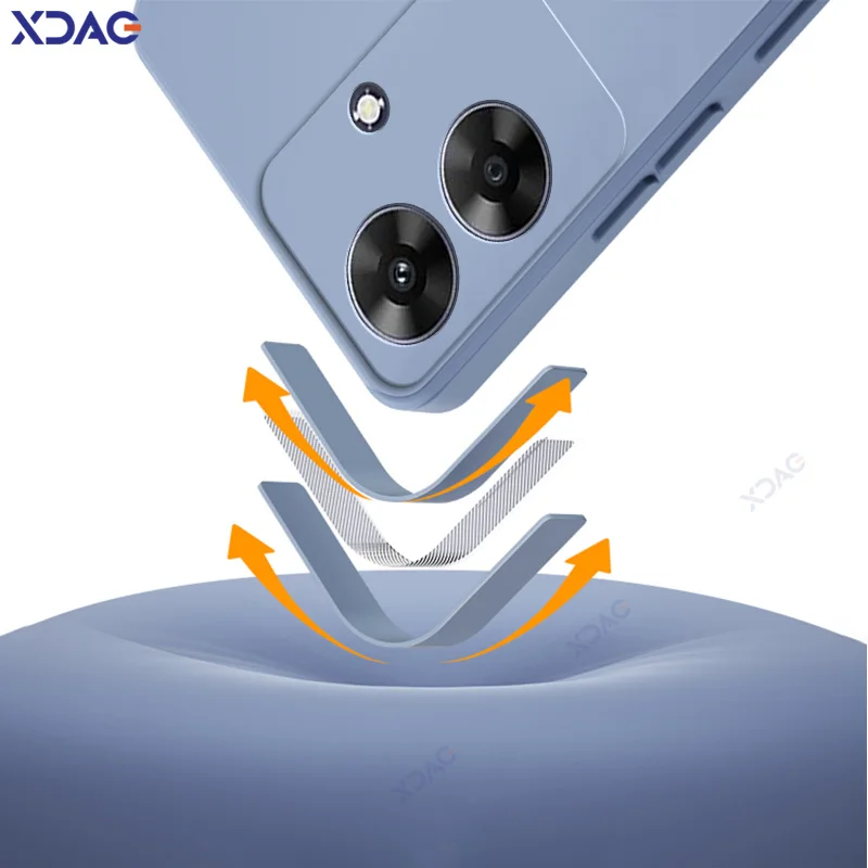 Luxury Dual Layer Cellphone Case Covers with Camera Protection - Soft Square Liquid Silicone Armor