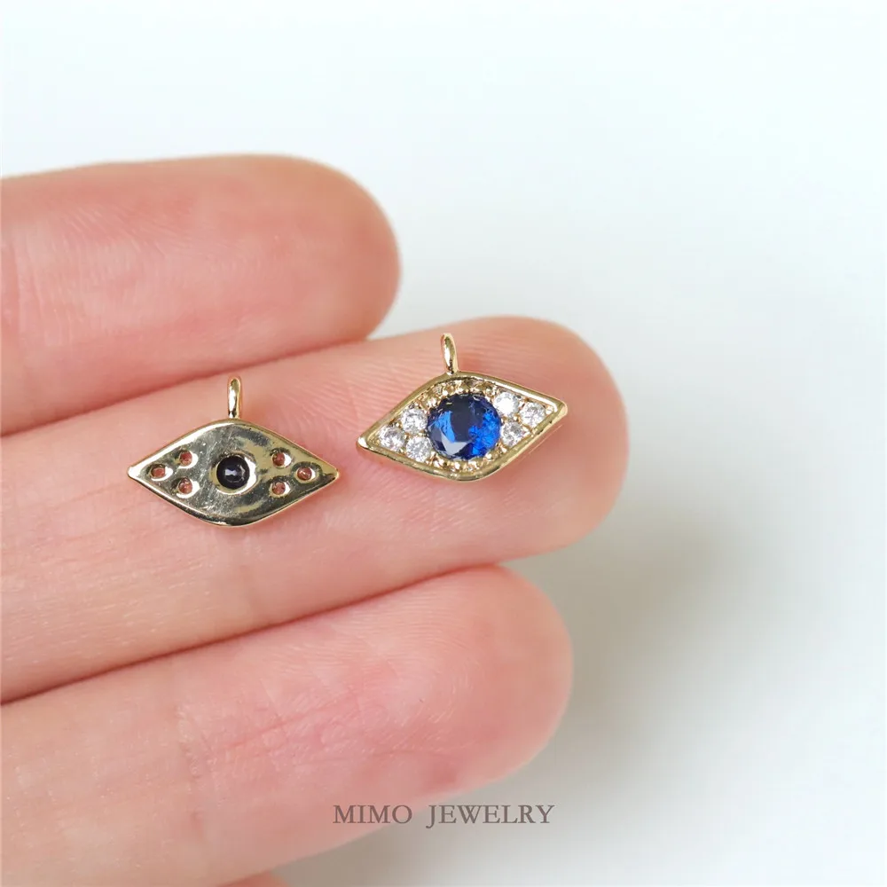 Zircon Blue Türkiye Devil's Eye Charm Pendants 14K Real Gold Plated Brass Jewelry Making Supplies Diy Accessories M-460 boutonniere and wrist corsag wedding supplies wedding flower art simulation flower business celebration guests blue 459