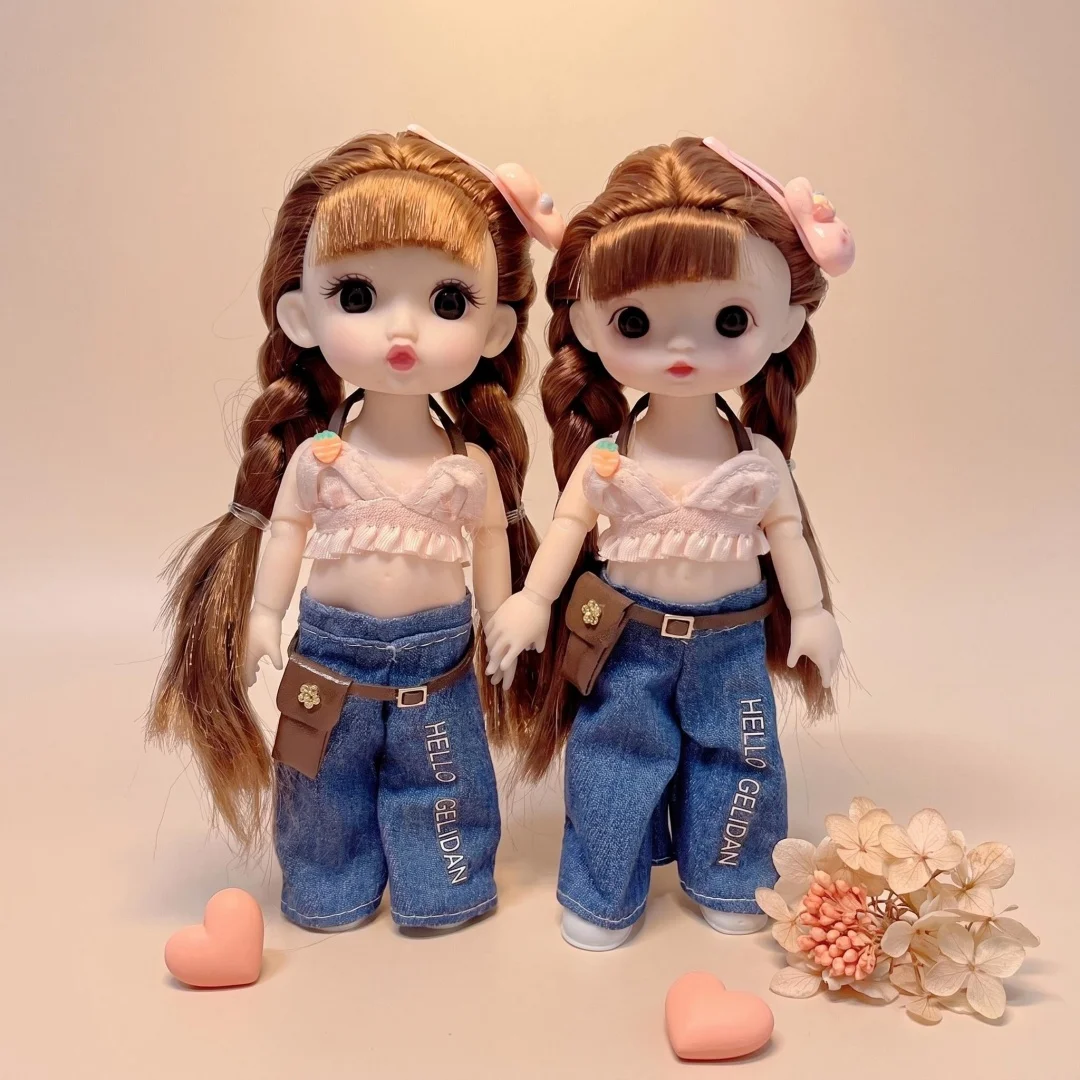 1/12 15-17cm BJD Dolls Cute Princess Dress Up Doll 13 Movable Joint 3D Eyes Toy Kids Doll Toys for Girls Birthday Xmas Gifts - 6