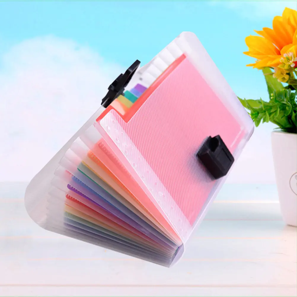 대용량 13포켓 레인보우 아코디언 파일 정리함 A6 문서 정리 가방 휴대용 확장형 폴더 문서 홀더