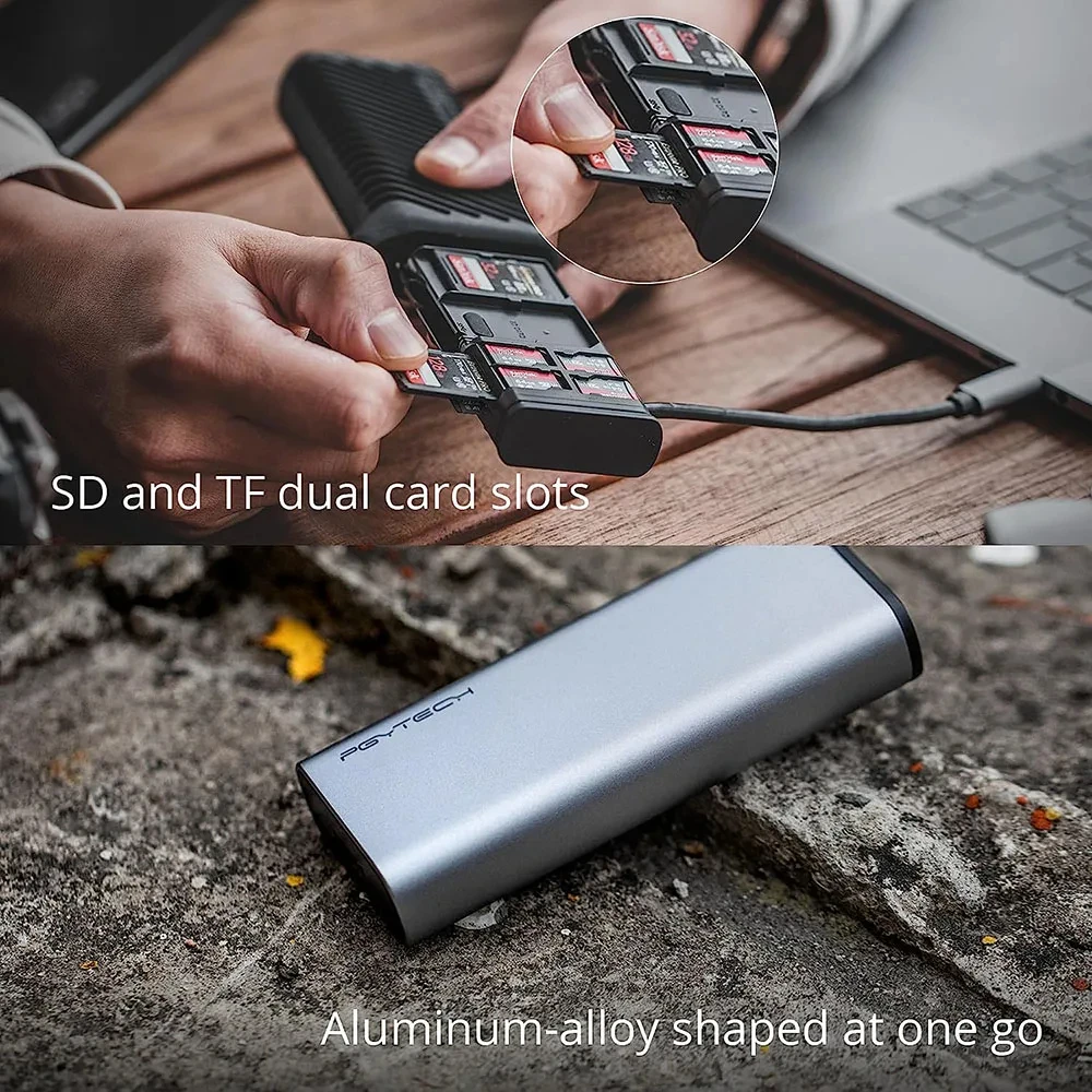 PGYTECH CreateMate 고속 SD 카드 리더, USB 3.1 C타입 SD/TF 카드 박스, 스마트폰 컴퓨터 카메라용