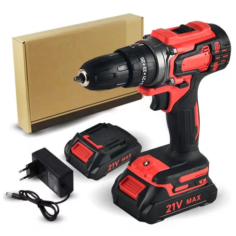 21V Electric Drill Brush Motor 2 Speed Control Stepless Speed Regulation Rotation Ways 25 Gears Torques Adjustable Lithium Drill 1