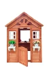 All Wooden Kids Playhouse with 2 windows and flowerpot holder,42"Lx46“Wx55"H,Golden Red 6