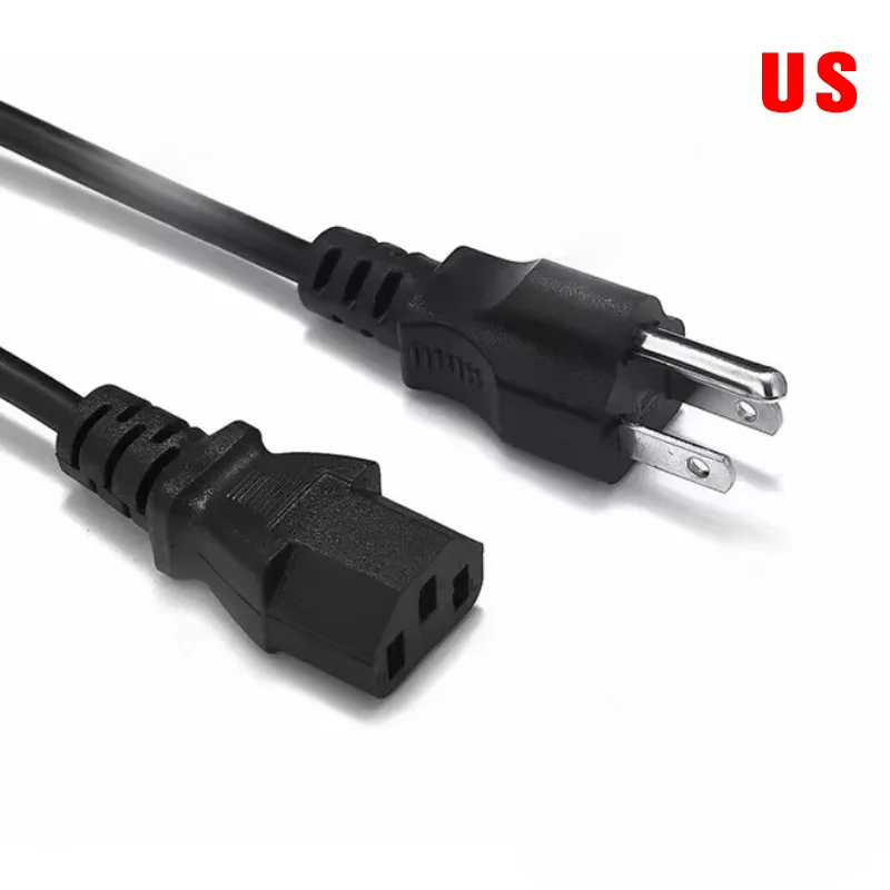 EU/US Plug1.5m 5FT 3 Pin 18 AWG 60C 250 V Universele Netsnoer Kabel Voor NEMA 5-15 P Naar IEC320C13 Zwart PWC75A150 EU/US