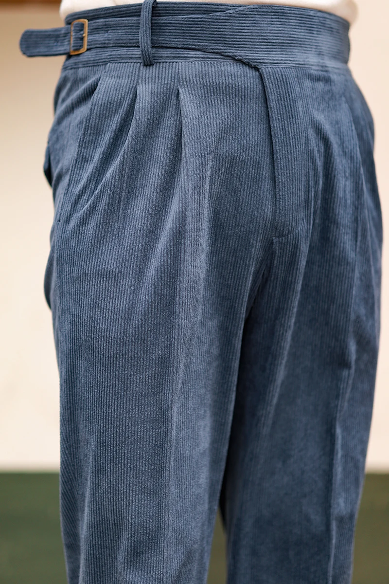 2024 Autumn and Winter Men's Corduroy Casual Pants High Waist Business Fashion Elastic Regular Fit Stretch Trousers Male Z299 5