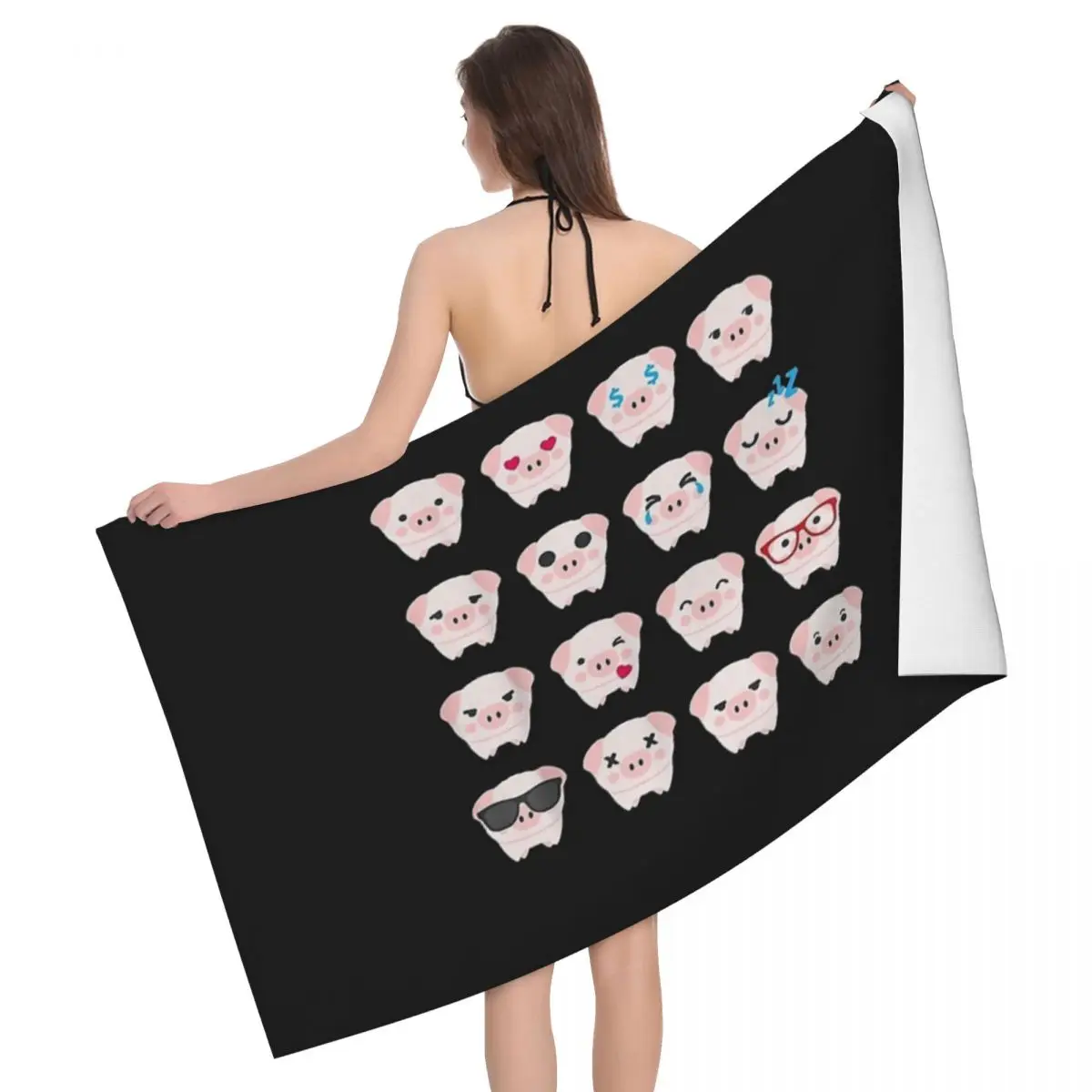 

Many Pig Face Emotions Cute Pig Lover 80x130cm Bath Towel Microfibre Fabrics For Tour Great Gift