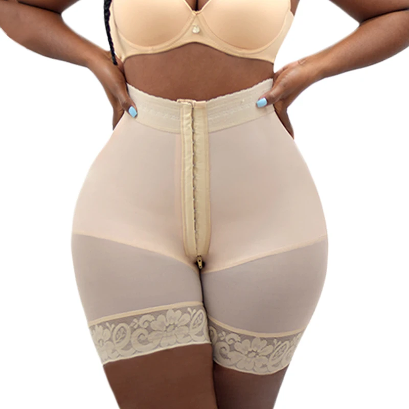 Women Double Compression Hip Enhancer Shorts Adjustable Front Closure Butt Lifter Flat Belly Shapewear  ﻿