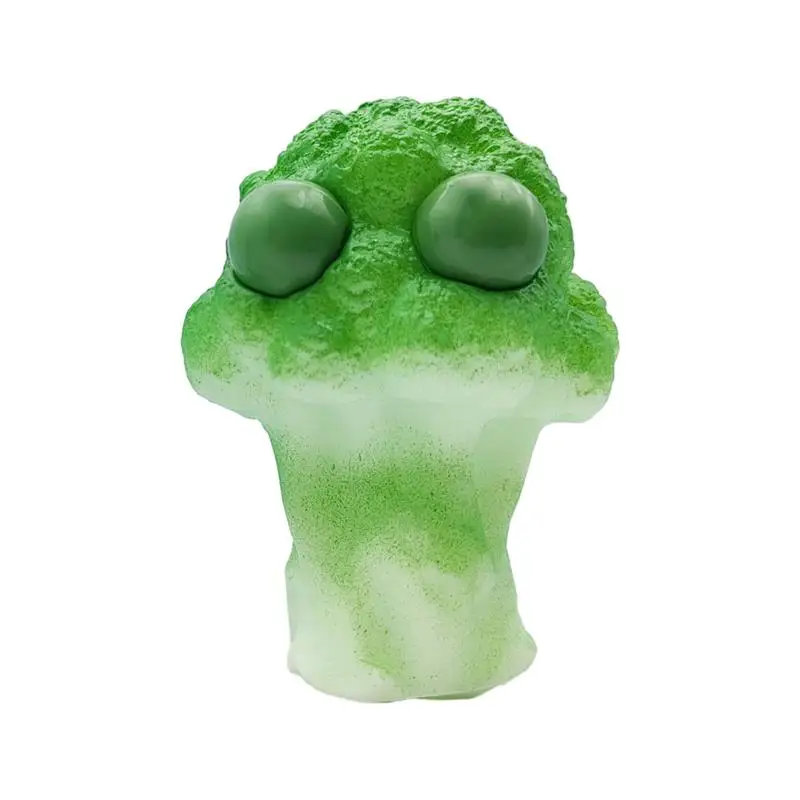 

Popping Out Eyes Figures Stretchable PVC Fidget Toys In Quirky Broccoli Shape Miniature Fidget Products For Living Room Bedroom