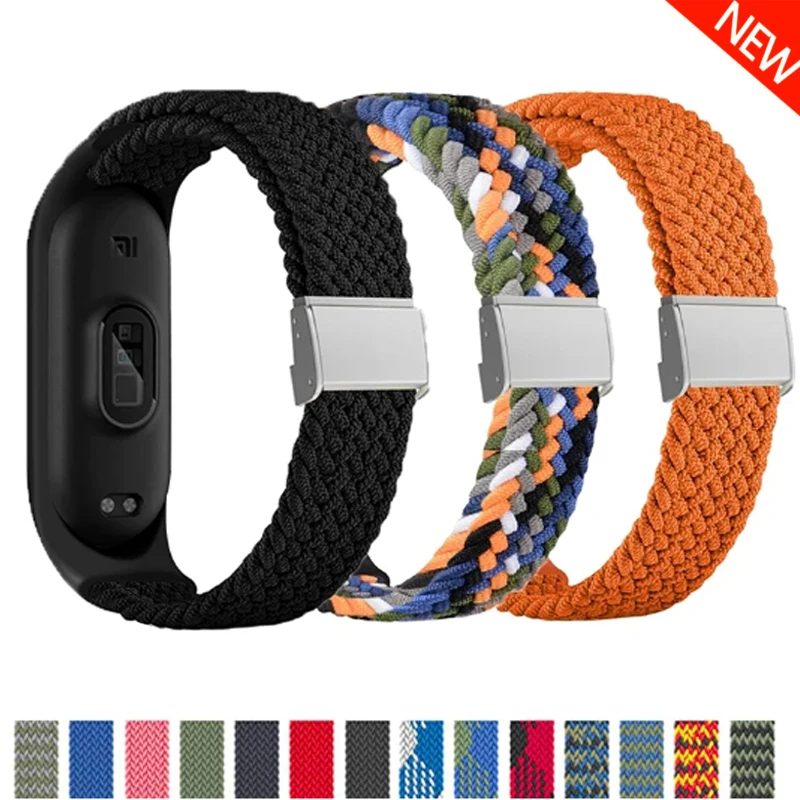 

Ремешок нейлоновый для Mi band 4 5 6, сменный Плетеный Регулируемый браслет для наручных часов Xiaomi Mi band 3 4 6 7