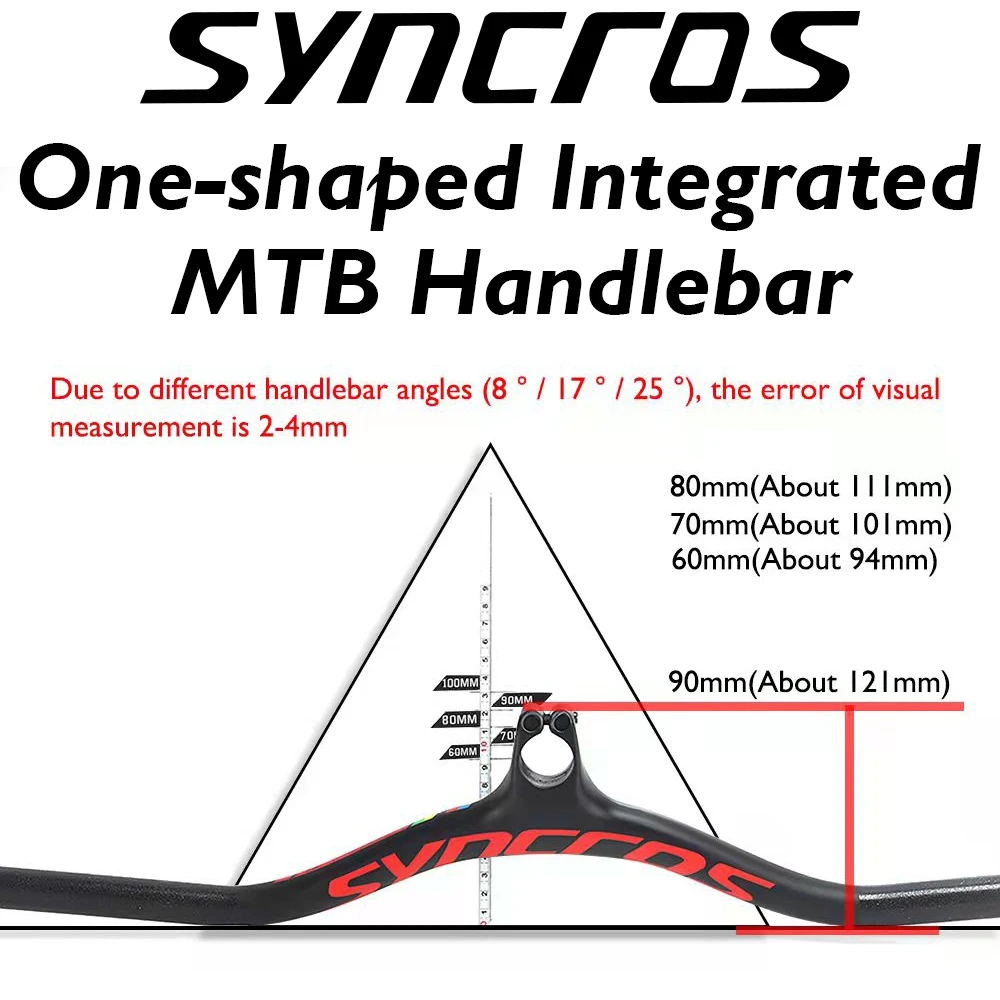 

SYNCROS Mountain Carbon Fiber MTB Bicycle Integrated Handlebar FRASER IC SL -8 -17 -25 Three Specificatio Bike Patrts 80*740mm