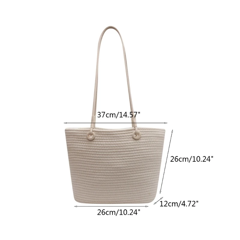 Women Straw Woven Handbag Ladies Summer Beach-Bag Large Capacity Shoulder Bag