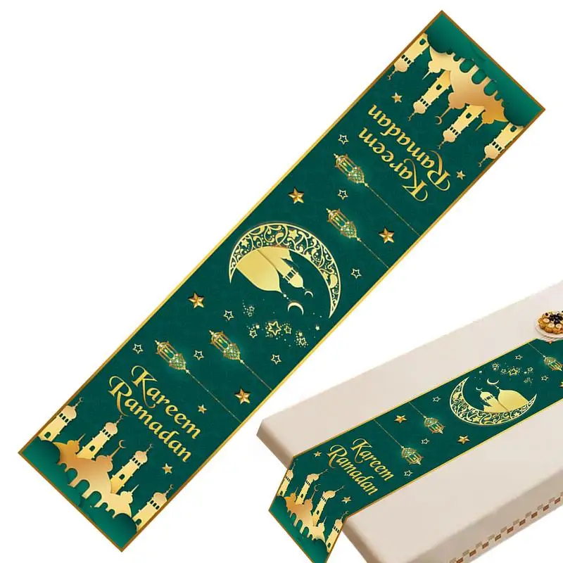 

ИД скатерть 13,77X70,8 дюймов ИД скатерти элегантные звезды и луна мечети узор украшение для дома 2024