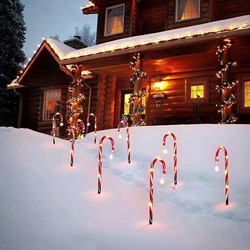 Solar Power LED Candy Cane Lights Christmas Party Decor Outdoor Garden Solar Lamp For Patio Pathway Street Yard_voghion.com