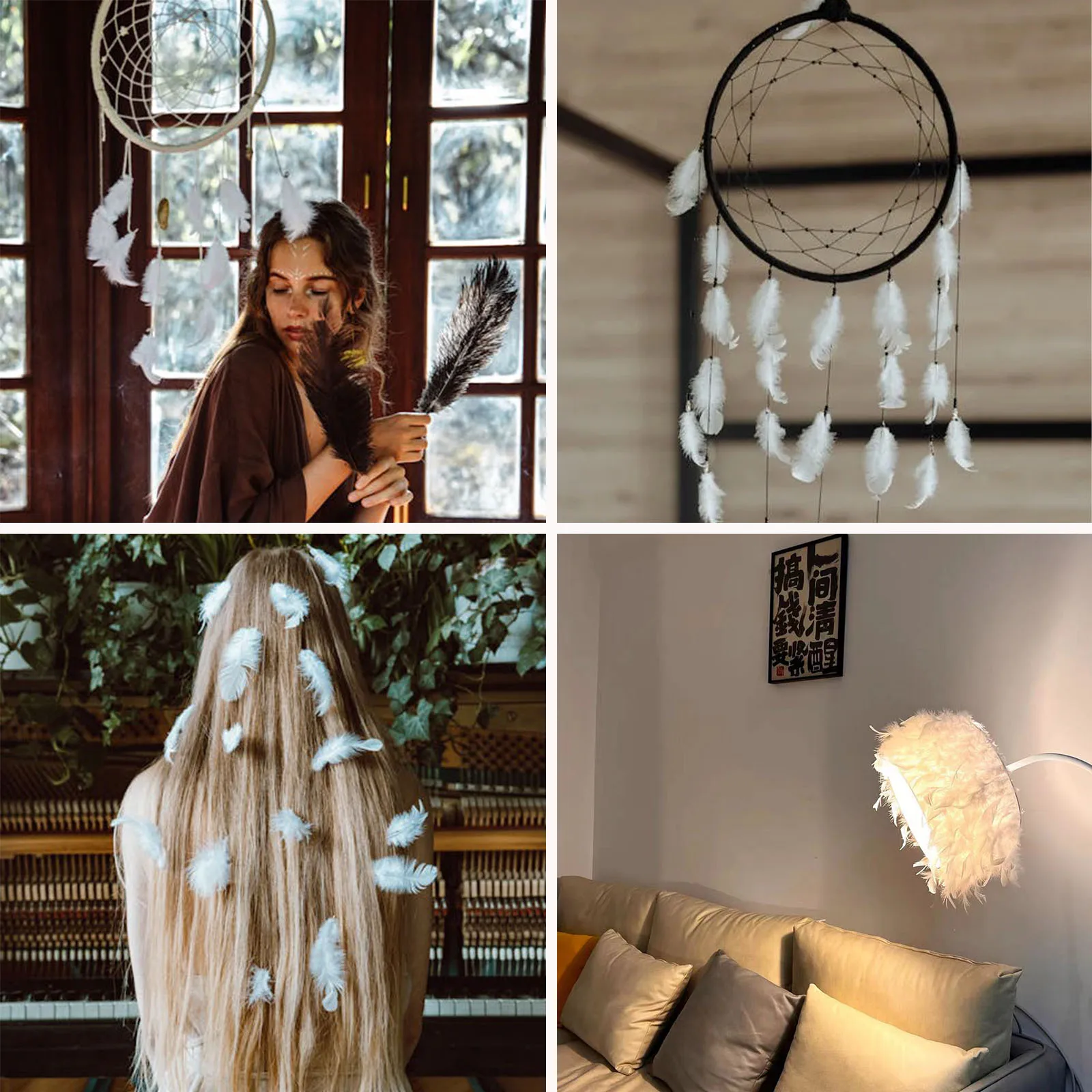 Craft Feathers 800/100Pcs 3-5-inch Wedding Family Party Decorations Dream Catcher Supplies Natural