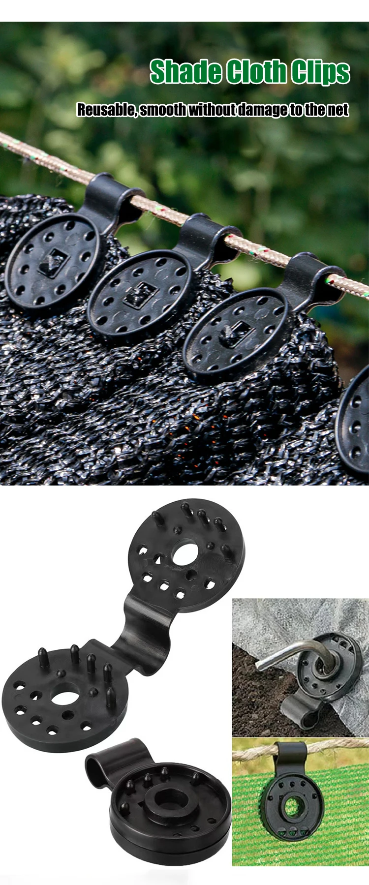 Description Picture 3 of itemShade Cloth Clips Shade Fabric Clamps Accessories Grommets For Net Mesh Cover Sunblock Fabric In Garden Backyard Greenhouse