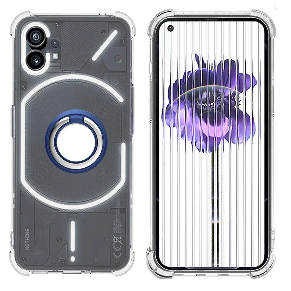 Magnetic Ring Stand Holder Case - Transparent Airbag Soft TPU Shockproof Cover