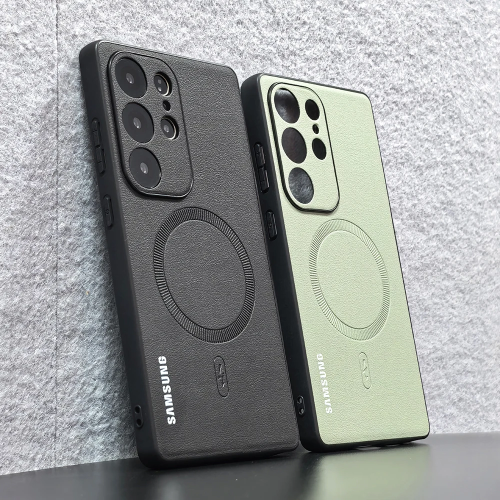 Litchi Pattern PU Leather Magnetic Phone Case with MagSafe Compatibility