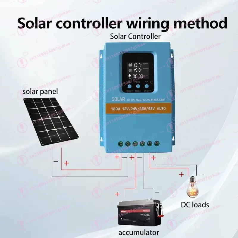 자동 블루 LCD 12V24V36V48V120A150A MPPT 태양광 충전 컨트롤러