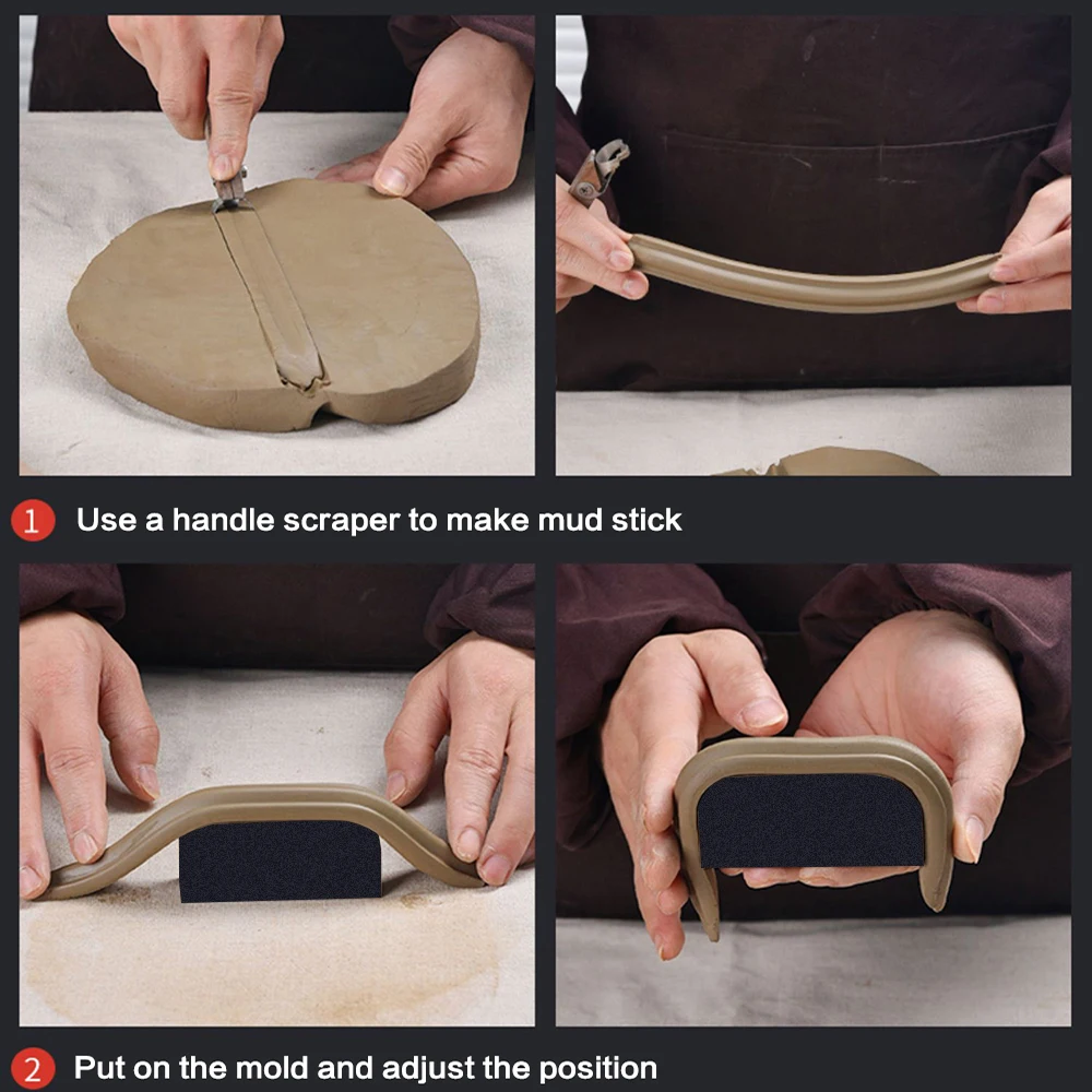 Moules à poignée de tasse, outil de fixation de forme de poignée, poignées de tasse en argile de poterie, outil de fabrication de diverses formes, magasin de poterie 12 pièces 2