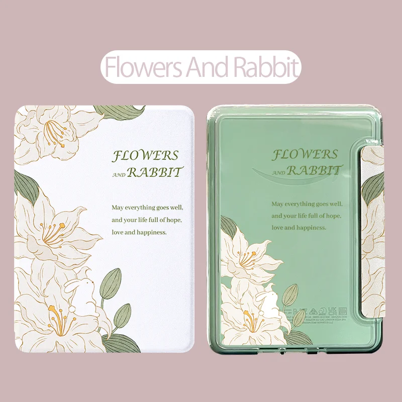 Transparent Acrylic Kindle Case with Funny Cat Pattern and Magnetic Auto Wake & Sleep Feature