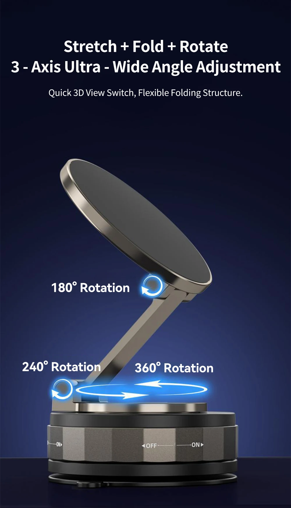 Car Phone Holder, Magsafe Magnetic Vacuum Intelligent Car Mount 360° Rotation Ma