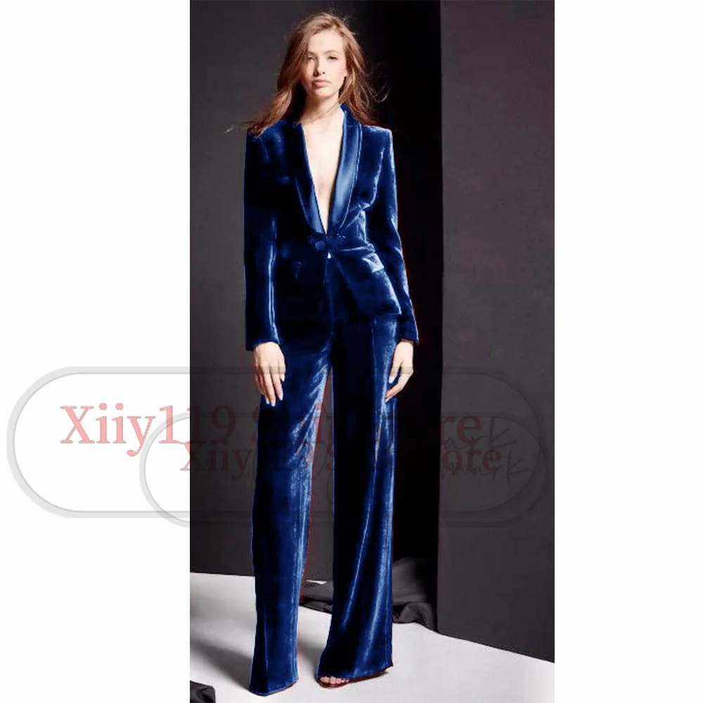 Two Peice Set Women Outfits Velvet Two-piece Single-breasted Business Casual Elegant Suit Bags and Coats for Ladies Formal Pants