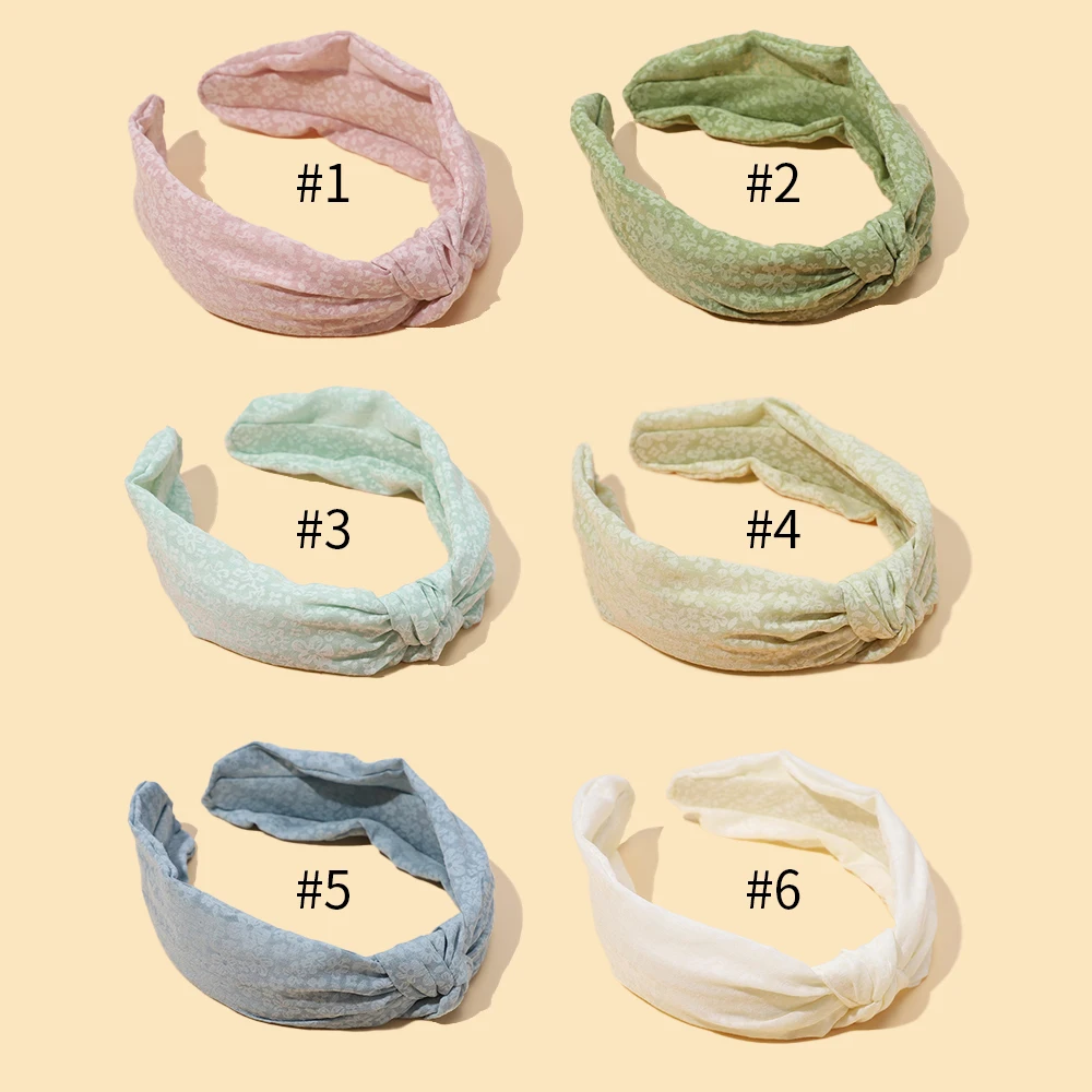 

Floral Prints Girls Wide Hairband Cross Knot Hoops Spring Color Women Girls Plain solid Hair Hoop Satin Headband DIY Headwear