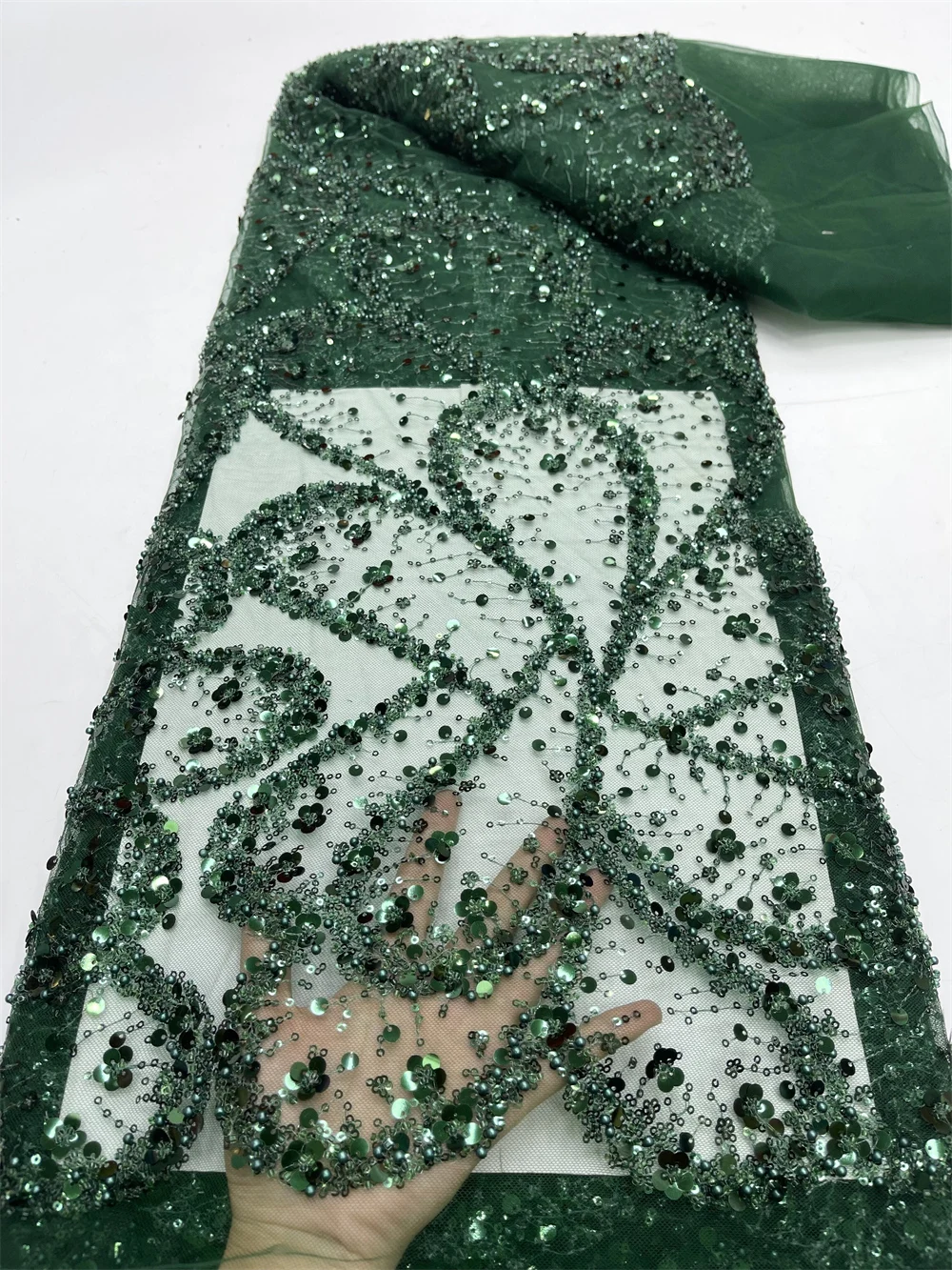 

2024 Latest High Quality African Nigerian With Tulle Lace Fabric Sewing Guipure Embroidery Dresses Sequins 5yards Jy271