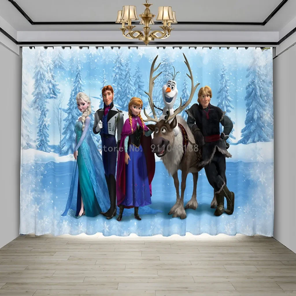 핑크 겨울왕국 안나 엘사 공주 암막 커튼, 침실 거실 홈 데코, 어린이 십대 소녀 생일 선물