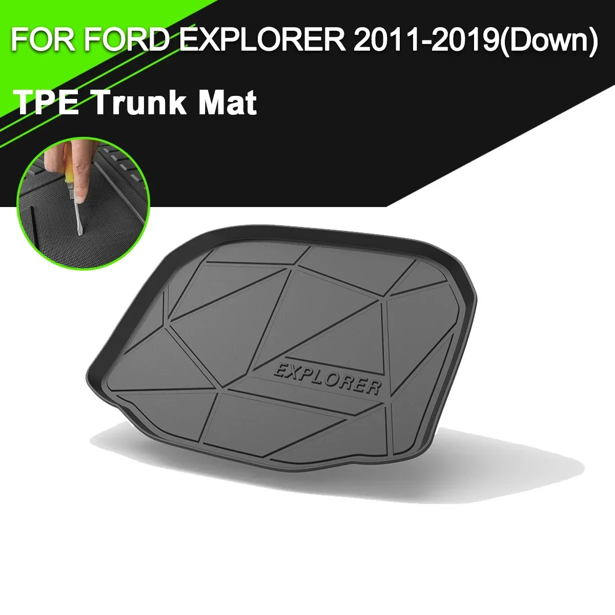 

Car Rear Trunk Cover Mat TPE Waterproof Non-Slip Rubber Cargo Liner Accessories For Ford Explorer 2011-2019(Down)
