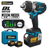 Gisam 2800N.M Torque Brushless Electric Impact Wrench 1/2 inch Screwdriver Cordless Wrench Power Tools For Makita 18V Battery 1
