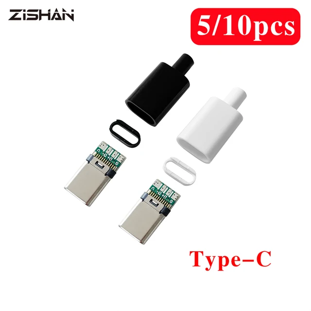 5 шт. TYPE C USB 3.1 24-контактный штекер, адаптер для сварочного разъема с корпусом, вилки для зарядки типа C, кабель для передачи данных, аксессуары для ремонта 1