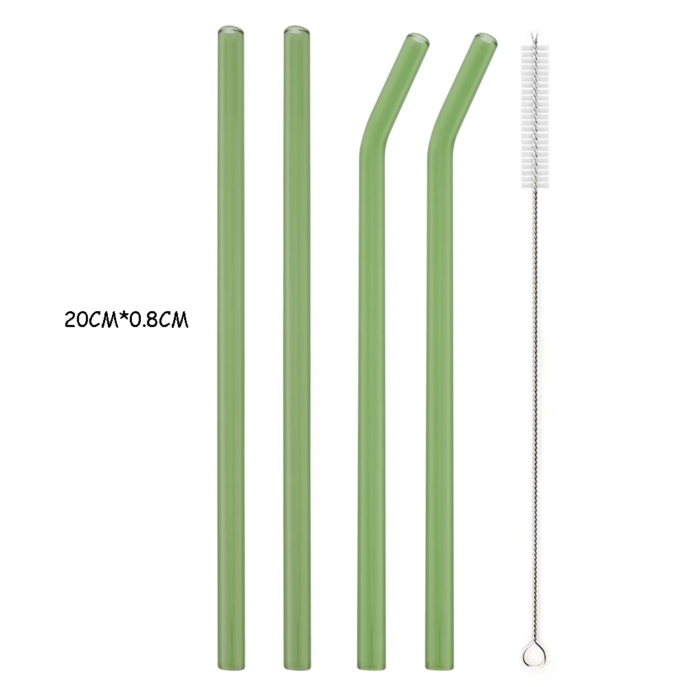 Eco-Friendly Reusable High Borosilicate Glass Straw - Wide 8mm for Cocktails, Smoothies, and Milkshakes