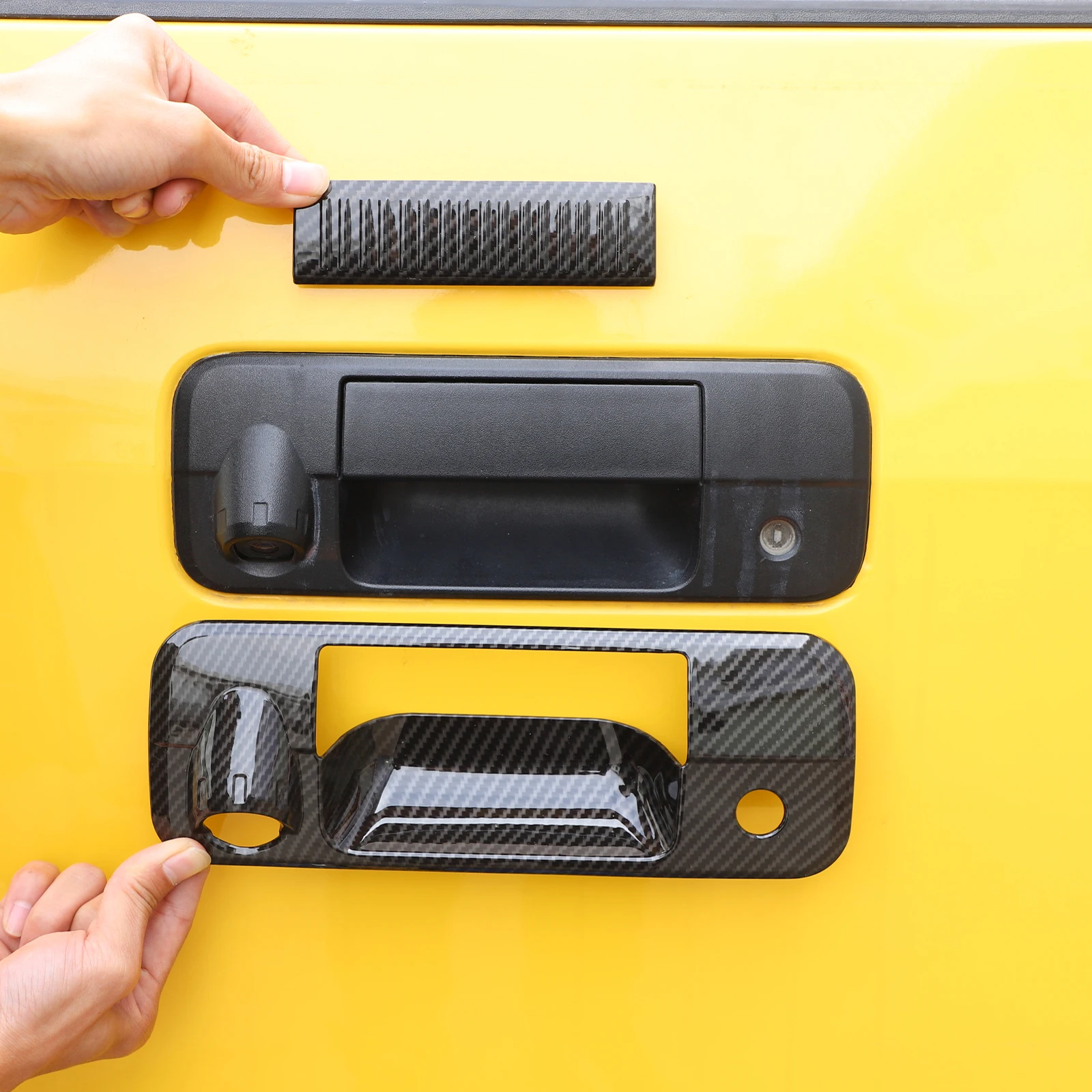 

For Toyota Tundra 2007-2013 ABS Silver/Carbon Fibre Car Rear Door Handle Frame Cover Trim Sticker Car Accessories