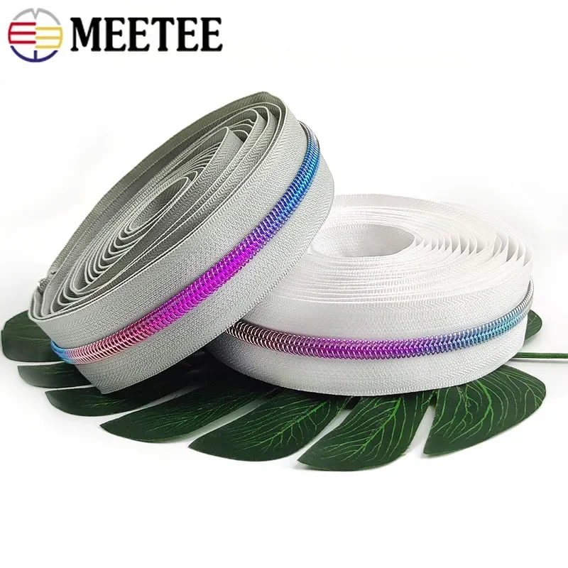 Meetee 5  나일론 지퍼 테이프 컬러 지퍼 롤, 재봉 코트 수하물 수리 키트 의류 지퍼 액세서리, 2-10 미터