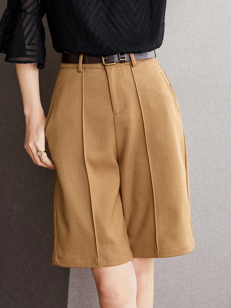 ★2024NEW★LOEUVRE★High Rise Belted Tuck Shorts Women's High-Rise Tailored Shorts - A New Day™ Navy 4