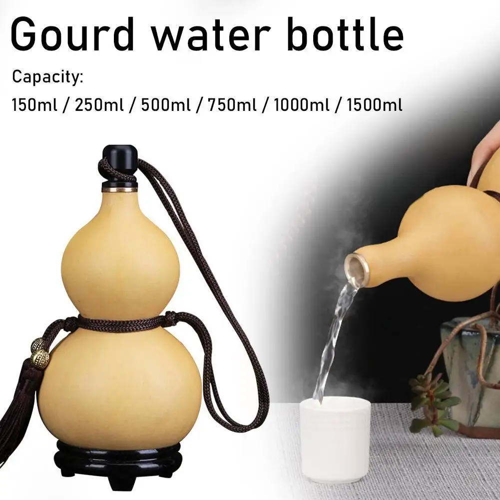 Natural Dried Gourd Water Bottle Gourds Crafts Calabash Ornament Decor With Lid Drinks Holder Desk Decor Christmas Gift water bottle