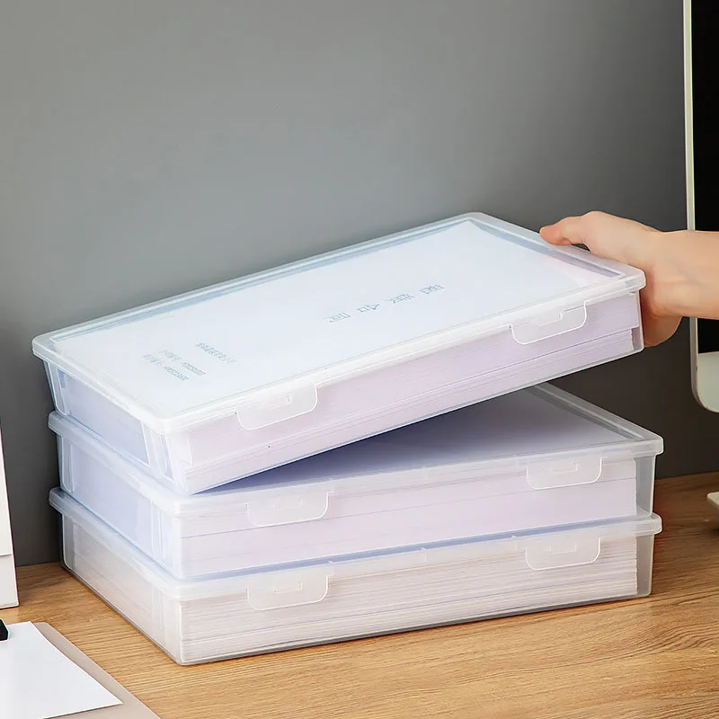 Home office supplies storage box multifunctional desktop large capacity A4 paper transparent plastic storage box dustproof
