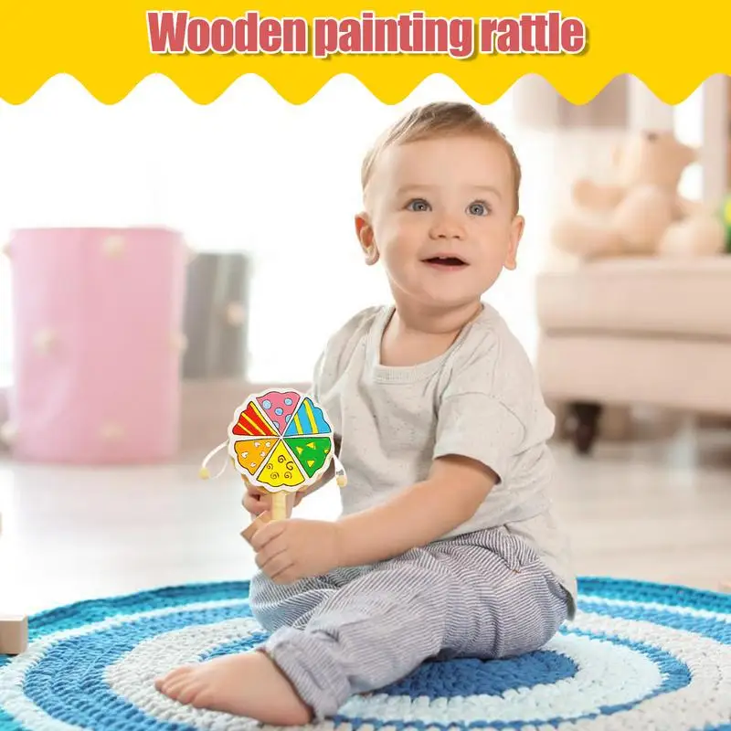 Drum Toy Flower Shape DIY Rattle Drum Boys & Girls Creative Percussion Instrument Portable Toy For Kindergarten Art musical percussion instruments