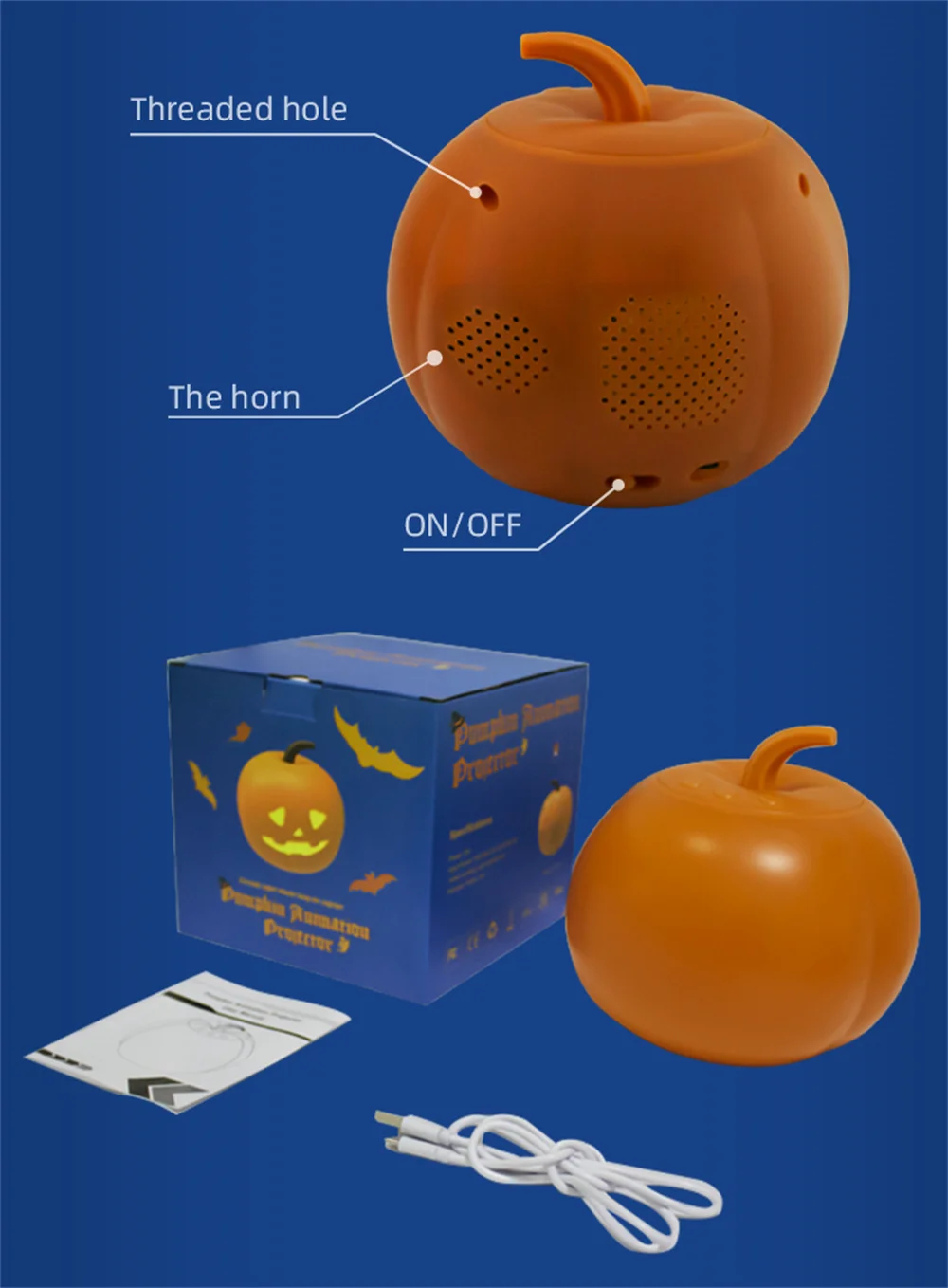 Halloween Pumpkin Projection Light Talking Singing Animated For Home