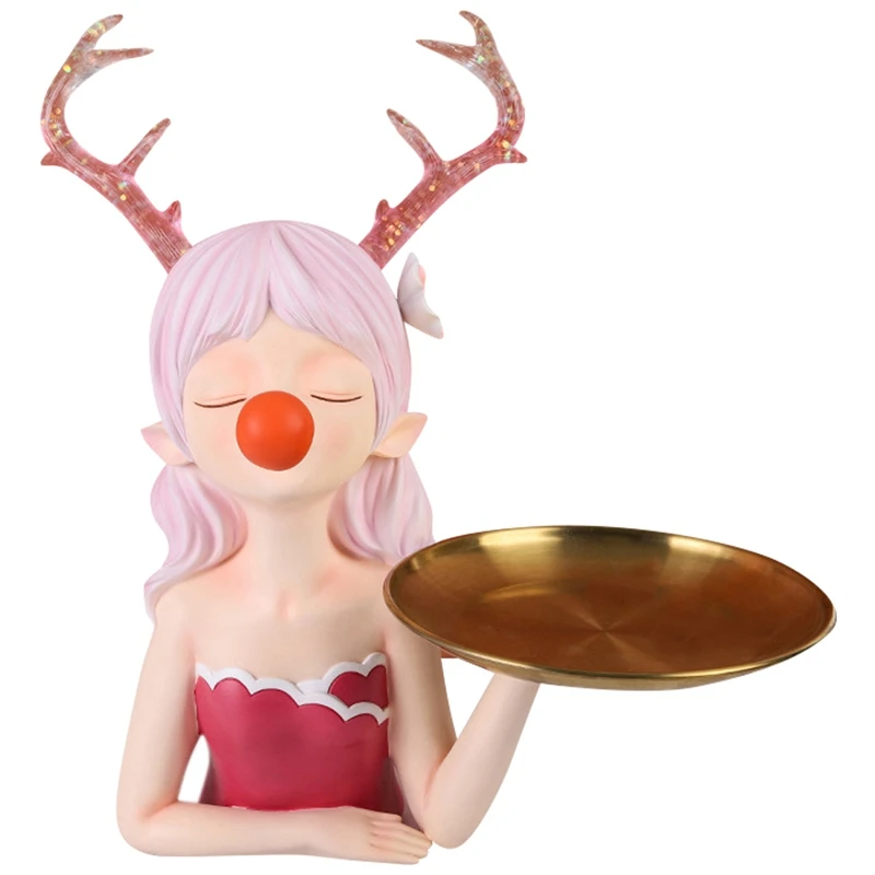 

Креативное украшение для дома, поднос с оленьими рогами для девочек, украшение для гостиной, журнального столика, украшение для хранения, полимерные поделки