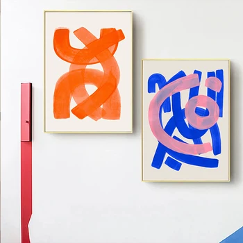 Mid Century Abstract Brush Strokes Canvas Art